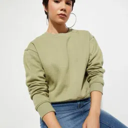 max Women Solid Relaxed Fit Sweatshirt image 1