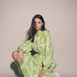 vero moda Women Printed Fit & Flare Dress with Tie-Up Belt-picture-11