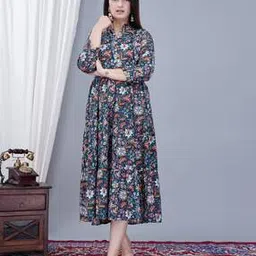 gudwear Women Floral Print Fit & Flare Dress-picture-16