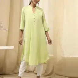 biba  Women Band Collar Straight Kurta-picture-41