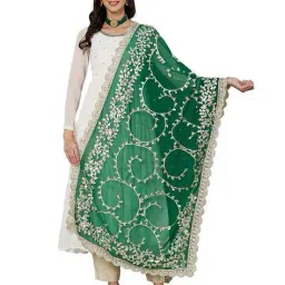 muffly Women Embellished & Embroidered Dupatta with Cut-Work Border image 1