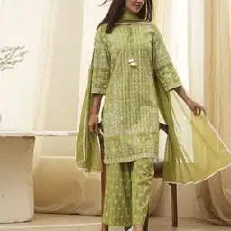 biba Women Floral Print Straight Kurta with Palazzos & Dupatta-picture-48