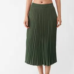 aask Pleated Flared Skirt with Elasticated Waist-picture-36