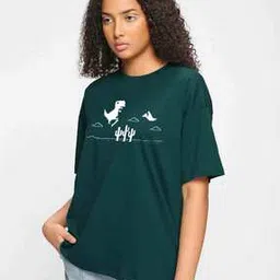 buda jeans co Women Graphic Print Loose Fit T-Shirt-picture-19