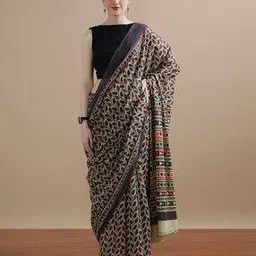 jaipur kurti Women Floral Print Pure Cotton Saree-picture-19
