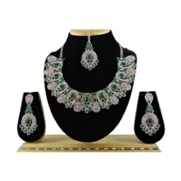 vatsalya Women Stone-Studded Necklace & Earrings Set with Mangtika-picture-21