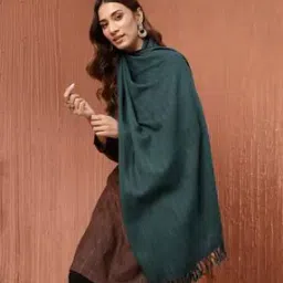 Women Fabindia Green Wool Stole-picture-16