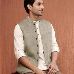 fabindia Men Regular Fit Nehru Jacket-picture-22
