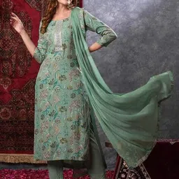 anni designer Women Floral Print Straight Kurta Set image 1