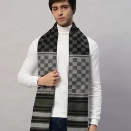 handicraft-palace Men Checked Reversible Scarf with Frayed Hem-picture-32