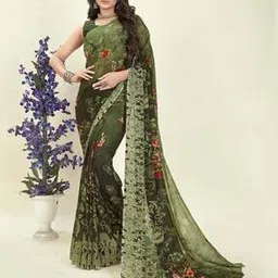 kashvi sarees Women Floral Print Saree with Contrast Border-picture-40