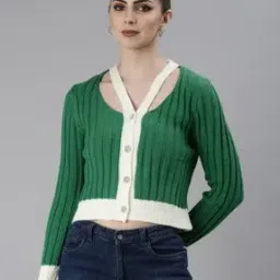 Women Knitted Ribbed Cardigan-image-42