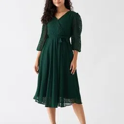 aask Women Chevron Pattern Fit & Flare Dress-picture-42