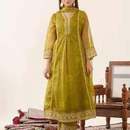 nyrika Women Embroidered Anarkali Kurta with Pants & Dupatta-picture-14