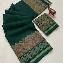 peachmode Women Kashmiri Printed Tussar Silk Blend Saree         -picture-46