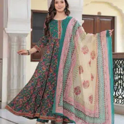 mizaz Women Floral Flared Kurta Set image 1