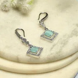 biba Women Silver-Plated Stone-Studded Danglers Earrings-picture-26