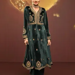 lakshita Women Embroidery Flared Kurta Set image 1