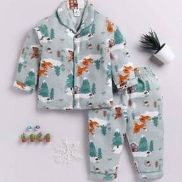 clt.s Boys Graphic Print Cotton Shirt & Lounge Pants Set-picture-1