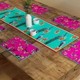 sej by nisha gupta Set of 6 Floral Print Table Placemats & Runner-picture-32