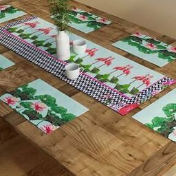 sej by nisha gupta Set of 6 Floral Print Table Placemats & Runner-picture-34