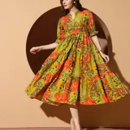 zwerlon x ag Women Floral Print A-Line Dress-picture-43