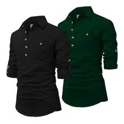 vida loca Men Pack of 2 Slim Fit Short Kurtas-picture-45