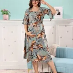 easy mom Women Floral Print Fit & Flare Dress-picture-11