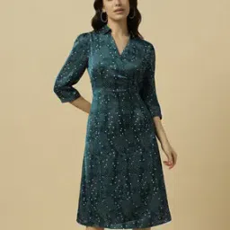 Women Printed A-Line V-Neck Dress-image-8