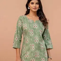 Women Floral Print Straight Kurti-image-11