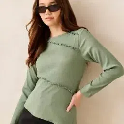 Women Regular Fit Top with Ruffles Overlay-image-64