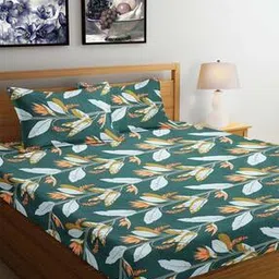 arrabi 210 GSM Leaf Print King-Size Bedsheet with Pillow Covers-picture-36