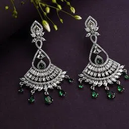 sohi Silver-Plated Stone-Studded Dangler Earrings-picture-41