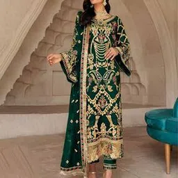 kaleesha fashion Embroidered 3-Piece Semi-Stitched Dress Material-picture-41