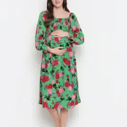 oxolloxo Floral Print Shirring A-line Dress-picture-36