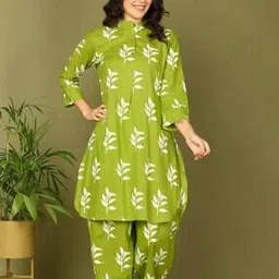 berkho Women Leaf Print Straight Kurta & Salwars Set-picture-22