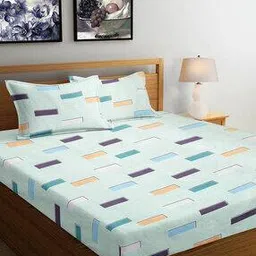 arrabi 210 GSM Geometric Print Double Bedsheet with Pillow Covers-picture-36
