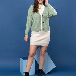 style dusk Women Ribbed Cardigan with Button Accent-picture-37