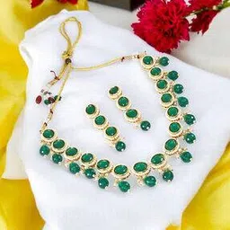 joy of jewels Women Stone-Studded Necklace & Earrings Set-picture-11