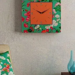 sej by nisha gupta Floral Print Square Shape Wall Clock-picture-42