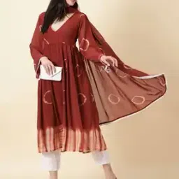 vaani creation Women Tie & Dye V-Neck Anarkali Kurti-picture-44
