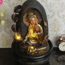 Buddha Table Top 5 Diya Steps Waterfall Fountain -image-68