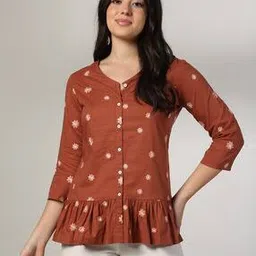 Women Floral Embroidered Relaxed Fit Tunic-image-67
