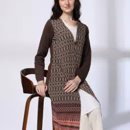 fusion Women Geometric Knitted Long Shrug image 1