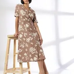 fig Women Floral Print V-Neck A-Line Dress-picture-32