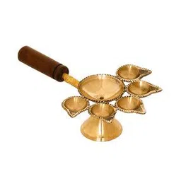 ecraftindia Diya for 5 Cotton Wicks with Wooden Holder-picture-43
