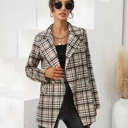 yuniqee Women Checked Tailored Fit Trench Coat with Flap Pockets-picture-21