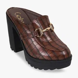 catwalk Women Croc-Embossed Chunky-Heeled Shoes image 1