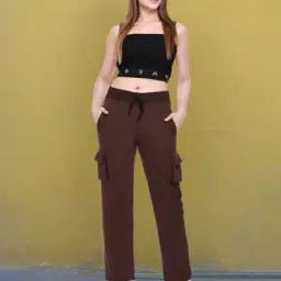 white moon Women Straight Track Pants with Insert Pockets image 1