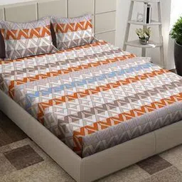 arrabi 210 TC Geometric Print King-Size Bedsheet with Pillow Covers-picture-23